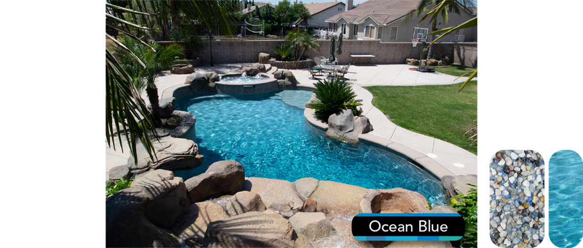 California Pebble Exposed Ocean Blue Pool Plaster